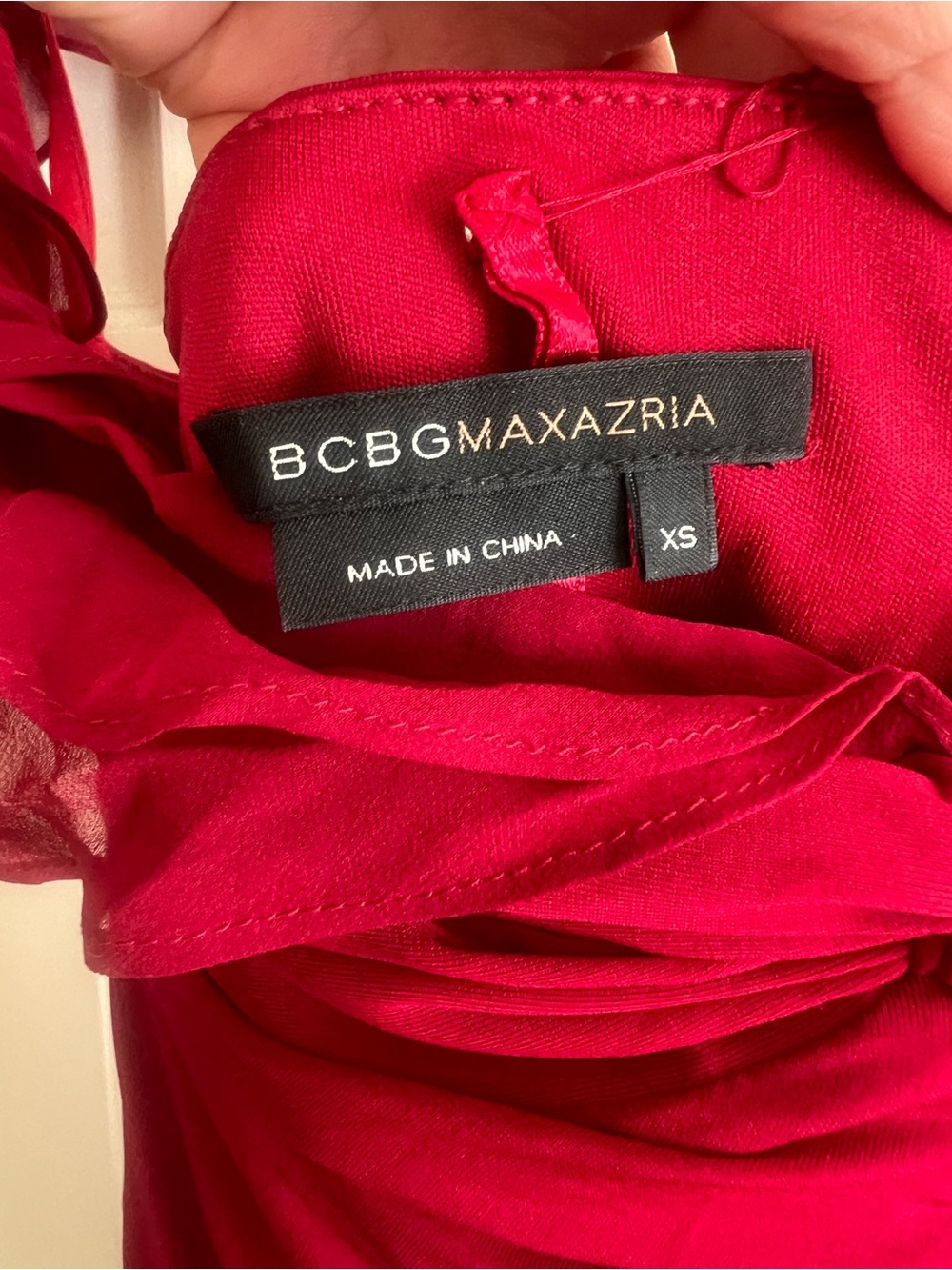 BCBG Red Ruffle Cocktail Dress - Picture 2 of 4
